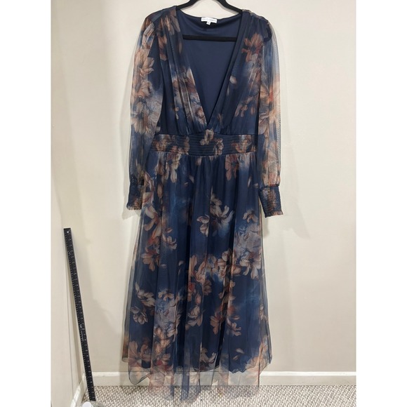 Baltic Born Floral Maxi Dress 3XL Blue Sheer Boho Romantic Cottagecore - Picture 3 of 8